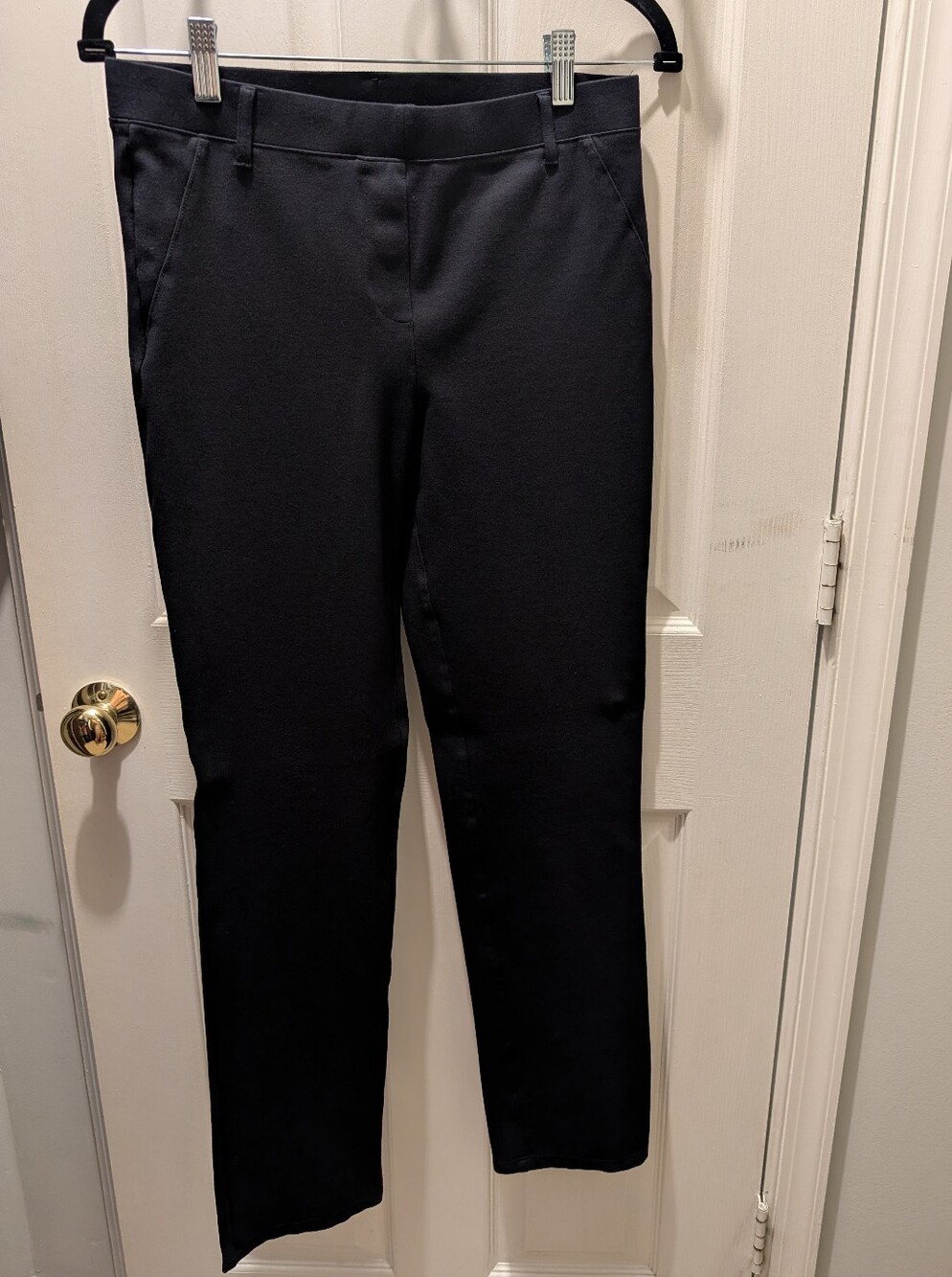 Quince Navy Ponte Pants - Straight Leg - Faux Pockets - M Regular - 30"
